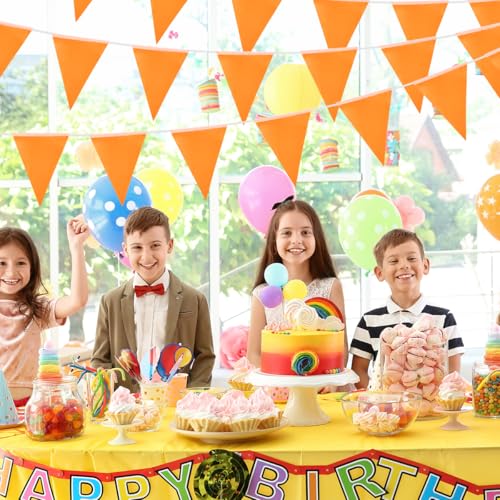 20M/65.6ft Orange Bunting Flags Banner, 52pcs Fabric Triangle Banners for Indoor Outdoor Birthday Baby Shower Wedding Garden Home Party Decorations