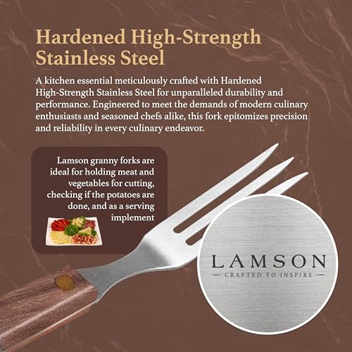 Lamson Pickle Fork, 3 Tine Stainless Cooking Fork, Walnut Handle, 7 In 3-Tines 7"