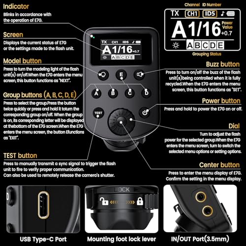 Wireless Flash Trigger with 32 Channels 5 Groups 99 Selectable IDs