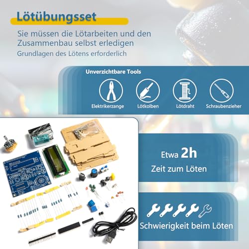 EIELE Soldering Exercise Set, Multifunctional Capacity Meter, Measuring Frequencies, Excellent Soldering Exercise Project, Suitable for School Lessons and Soldering Enthusiasts (Soldering Required)
