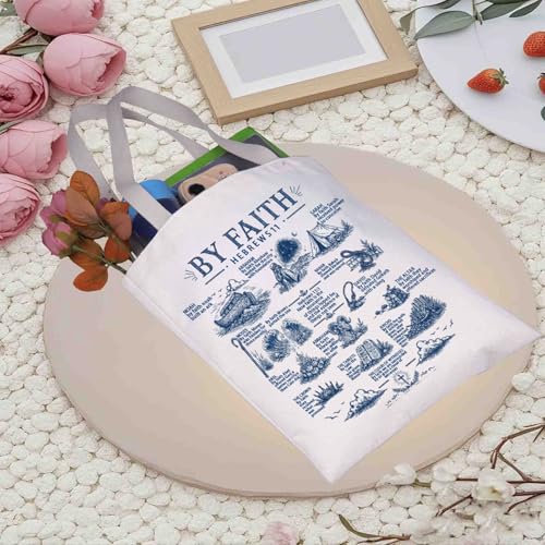 FEELMEM Hebrews 11 Faith Tote Bag Faith Gift Christian Bible Verse Hebrew Prayer Scripture Shoulder Bag Religious Gift (beige)