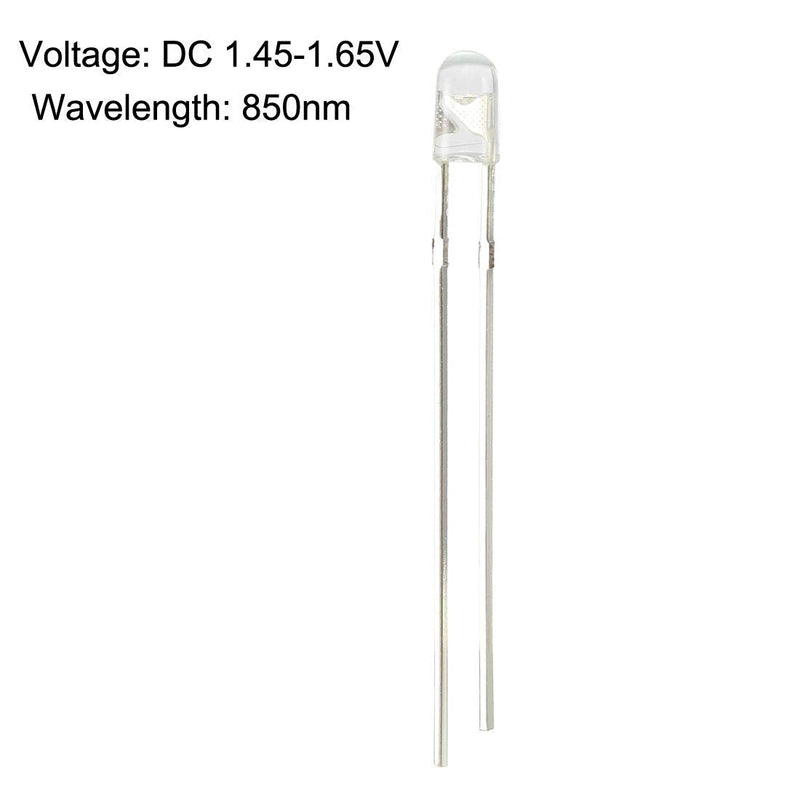 [Australia - AusPower] - uxcell 10pcs 3mm 850nm Infrared Emitter Diode DC 1.5V LED IR Emitter Light Emitting Diodes Clear Round Head 