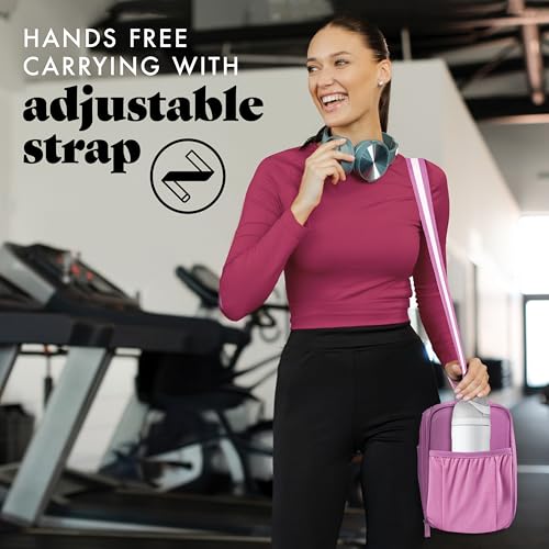Fit & Fresh BREE Meal Prep Lunch Box With Containers, Ice Pack, and Shaker Bottle For Men and Women, 6pc. Meal Prep Kit Lunch Bag With Containers Included, Mauve