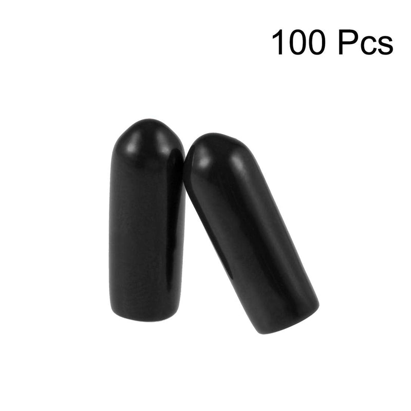 [Australia - AusPower] - uxcell 100pcs Rubber End Caps 4mm ID Vinyl Round Tube Bolt Cap Cover Screw Thread Protectors Black 