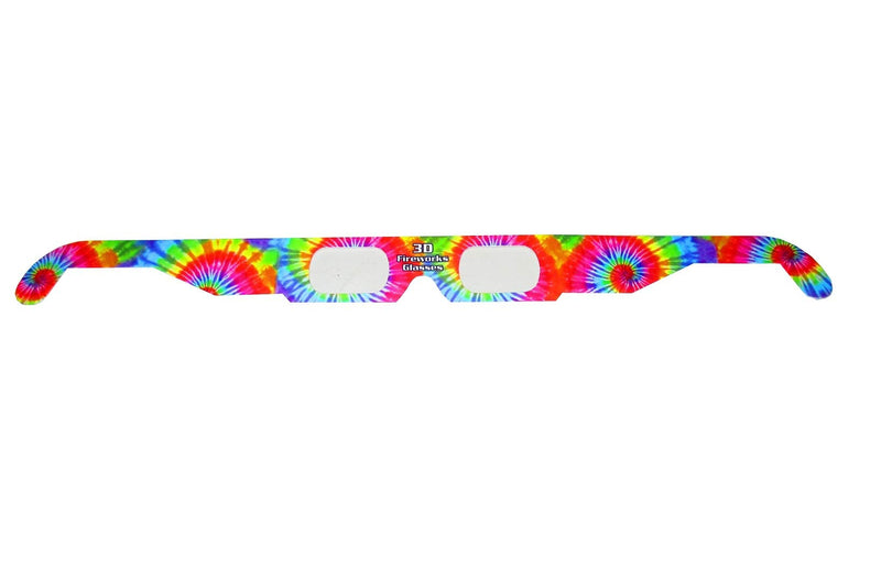 [Australia - AusPower] - Fireworks Diffraction Prism Glasses - Trippy Tie Dye and Rave Waves Frame Designs - 50 Paper Glasses Total - See Rainbow Bursts of Color From Prismatic Lenses 
