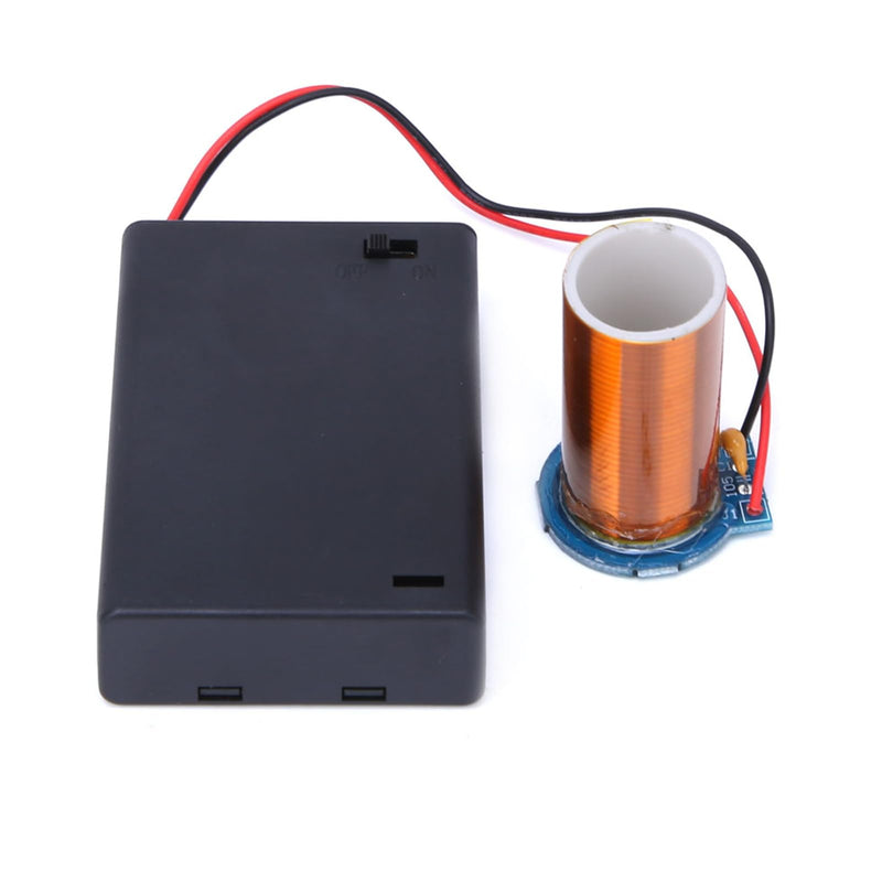 Mini Coil DIY Kit, Battery Operated, PVC Housing, 4 cm Height, 200 Windings, Arc-Free, with Circuit Board and Secondary Coil for Experiments