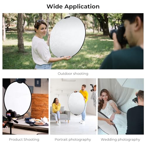 K&F CONCEPT 5-in-1 Light Reflector, 43"/110cm with Handle Grip & Bag 43 inches (110 cm)