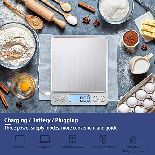 Upgraded Large Range Small Kitchen Scale 1kg/0.01g, USB Charging Mini Food Electronic Scale, High Accuracy Cooking Scale, for Jewellery Gold Coffee Herb Coin Pocket Scale with LCD Display
