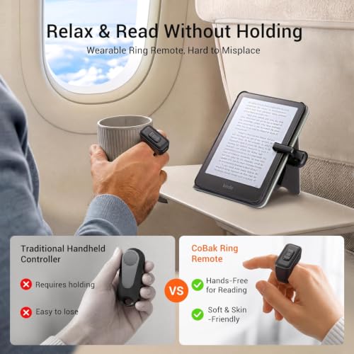 CoBak Page Turner Ring for iPhone, Kindle, Remote Page Turner for iPad & Tablets, Kobo & E-Readers, Wireless Remote Shutter for Photos & Videos, with Storage Case