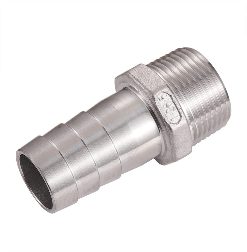 [Australia - AusPower] - Stainless Steel Hose Barb Fitting,1" Hose Barb to 1" Male NPT, for Water Fuel Air (Pack of 2) 1" Barb to 1" NPT 