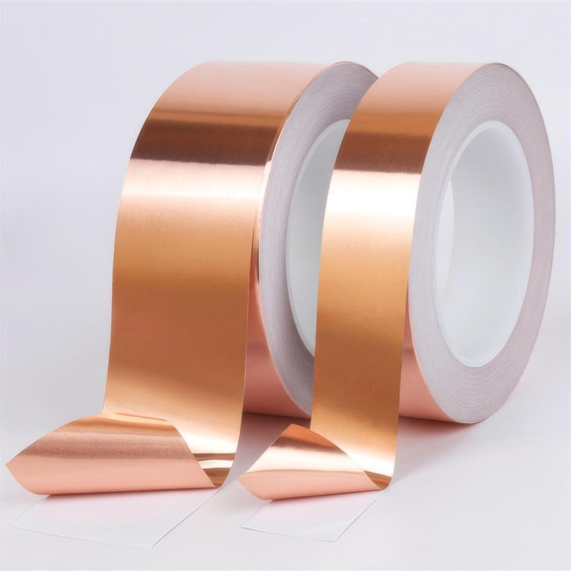 QRITY 1 Pcs Copper Foil Tape with Conductive Adhesive, 10mm*20m, Copper Foil Tape for Induction Cooker, Guitar, Electrical Repairs 10mmx20m