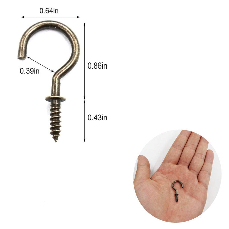 [Australia - AusPower] - Antique Brass Ceiling Hooks 7/8'' Vintage Bronze Cup Hook Screw-in Light Hooks (40 Pack) 7/8 Inch 40 