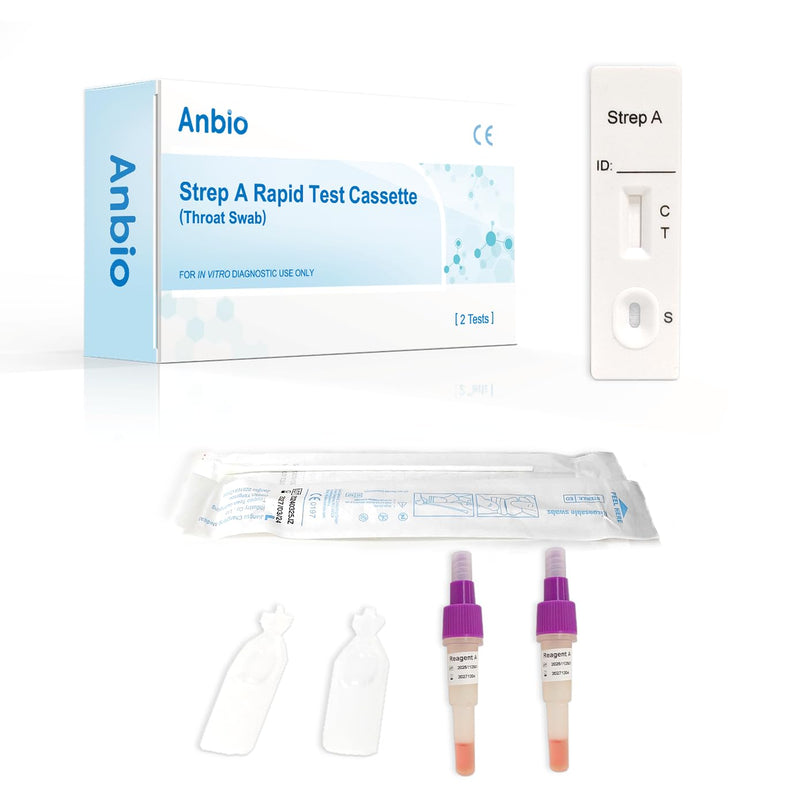 2 x Strep A Test - Streptococcal Quick Test with Throat Swab - Home Test for Detection of Group A Streptococcal Antigen