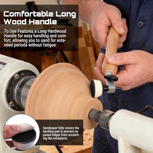 Bowl Sander Tool Kit, Wood Lathe Bowl Sander Wood Turning Lathe Sanding Tools Bowl Sanding Tool, Wood Sander Bowl Sander Tool with 50pcs（60, 80, 120, 220, 320 Grit 10 pcs Each) for Wood Woodworking