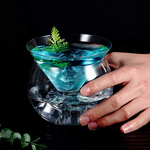 Sabary Glass Caviar Serving Set Plus 6 Pcs 3.2 Inch Mother of Pearl Spoons, Caviar Dish Chiller Server Set with Ice Holder and Spoon for Shrimp Ice Cream Sauce Martini, Wine, Dishwasher Safe