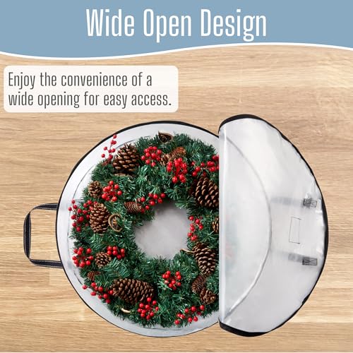 VENO 4 Pack Summer Wreath Storage Container, 30 Inch Clear Wreath Bag, Spring, Christmas Garland Decoration Organizers with Zipper and Durable Handles (Clear, 30"-4 Pack) 30" - 4 Pack
