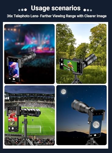 Evil eye 36X Telephoto Lens for Smartphone, iPhone Camera Lens Kit