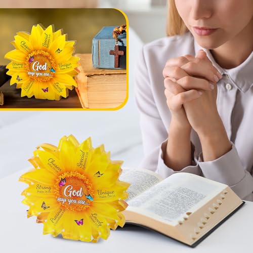 Gerrii Christian Gifts for Women Sunflower Bible Verse Plaque,Cute Flower
