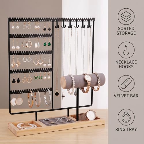 Ciormis Jewelry Organizer Stand， 5-Tier Earring Holder for Women and Girls Black-new
