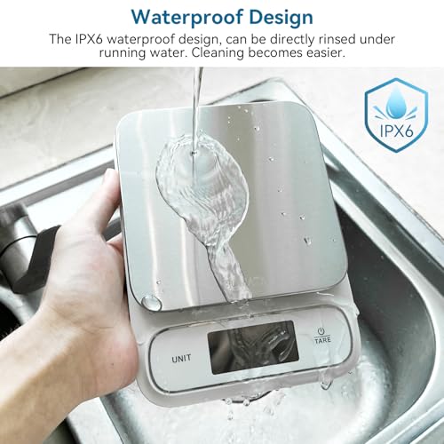 BOMATA Waterproof IPX6 Kitchen Scale with 0.1g High Precision, 5kg capacity 0.1g\5kg Non-rechargeable White