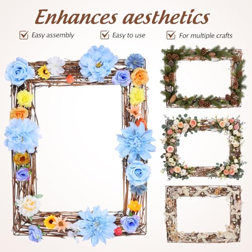 Hemoton Grapevine Wreath Base Natural Vine Branch Rattan Twig Wreath Form for DIY Crafts Door Wall Window Seasonal Holiday Wedding Party Decor 17.32 X 13.58 X 0.78 in