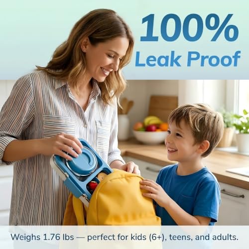 HOMEKOL Stainless Steel Bento Lunch Box + 9.5oz Insulated Food Jar, Blue