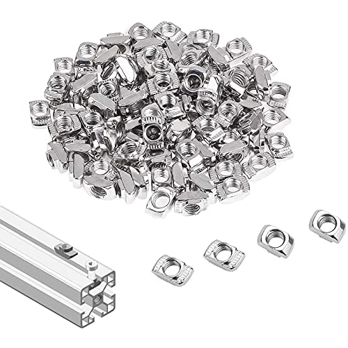 BVO 3030 Series M3 T-nuts, nickel-plated carbon steel hammer head fasteners for aluminum profiles, 100 pieces