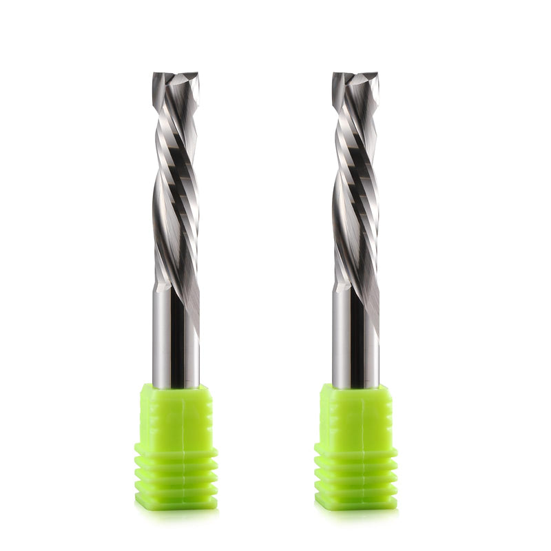 [Australia - AusPower] - 8 mm Shank Compression CNC Milling Cutter End Mill 2 Pieces 2 Flute Spiral Groove Cutter 35 mm Cutting Length Up & Down Cut Spiral Cutter Bit Solid Carbide End Mill Groove Cutter for Wood, Density 8x35x70mm 