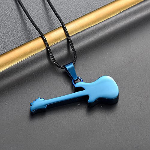 memorial jewelry Musical Instrument Cremation Necklace for Women&Men Guitar Urn Necklace for Ashes Blue