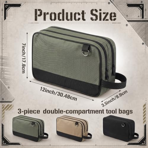 Shinylin 3 Pack 12 Inch Small Tool Bags, Dual Zipper Organizer Pouch