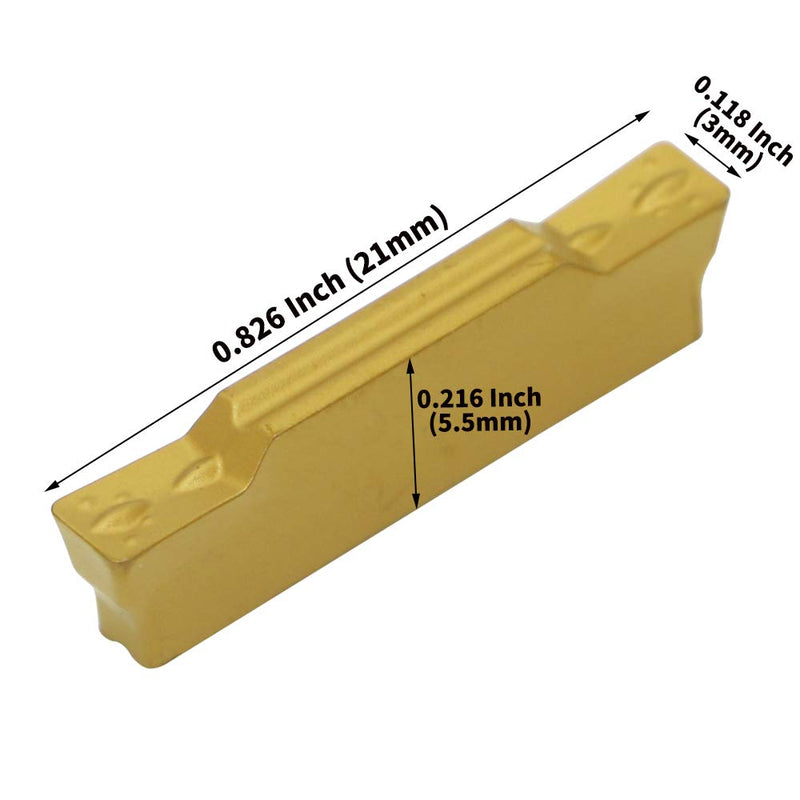 [Australia - AusPower] - Indexable Carbide Grooving Inserts MGMN300-M (3mm) Tin Coated CNC Carbide Turning Inserts Lathe Inserts Cutters for MGEHR MGIVR Lathe Grooving Cut-Off Tool,Processing Steel,10 Pcs/Box MGMN300-M NC 