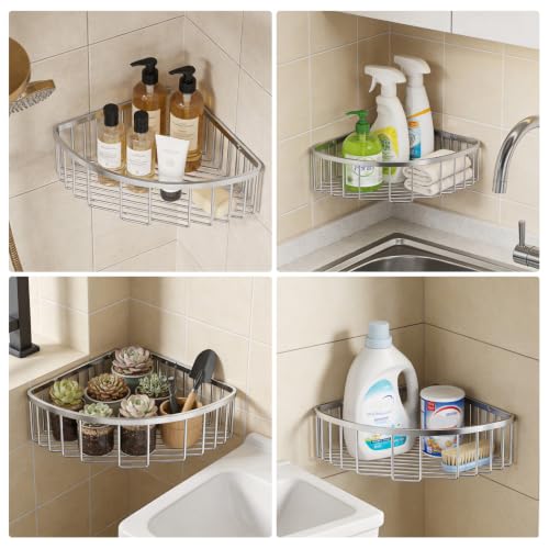 Corner Shower Caddy Basket - 304 Stainless Steel Corner Storage Rack,Organizer Wall Mounted Basket,Washbasin shelf Suitable For Bathroom & Kitchen-Triangle Basket Triangle Basket