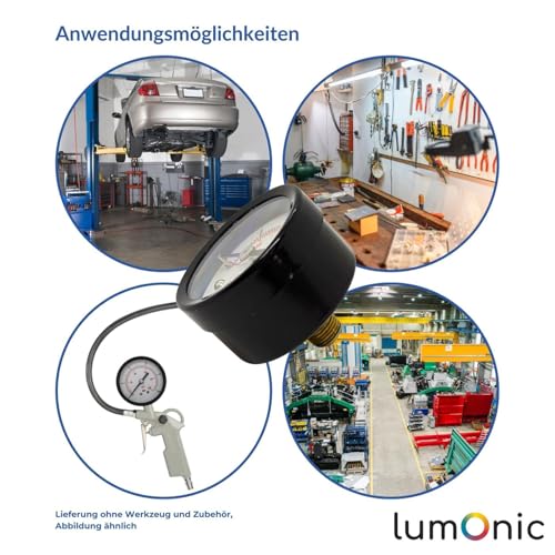 Lumonic I Pressure Gauge 0-16 Bar I 1/8 Inch I Class 2.5 I Rear Connection I Diameter 40 mm I Pressure Gauge I for Compressed Air and Water 0-16bar D40 mm/rear connection