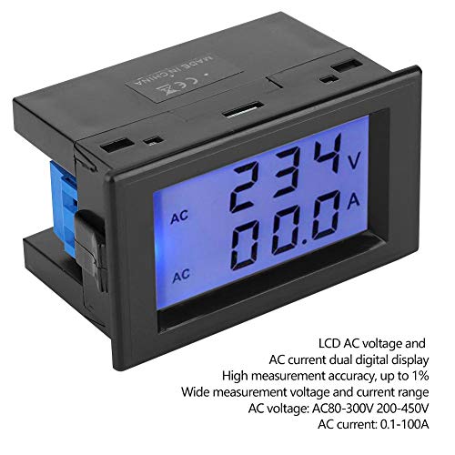 Walfront AC digital voltmeter ammeter with LCD display, current transformer, and voltage and current readings
