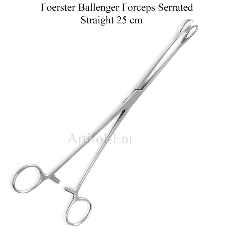 [Australia - AusPower] - Foerster Ballenger Sponge Holding Forceps - 25 cm (9.75") - Straight & Curved Serrated Jaws - Surgical Precision Instrument (Straight) 
