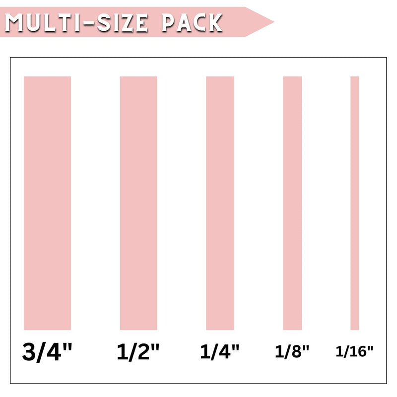 5 Rolls Pinstripe Tape - Masking Tape 1/16", 1/8", 1/4", 1/2", 3/4" - Thin Painters Masking Automotive Tape for DIY, Car, Auto, Paint, Art, Tumblers (Pink) Pink