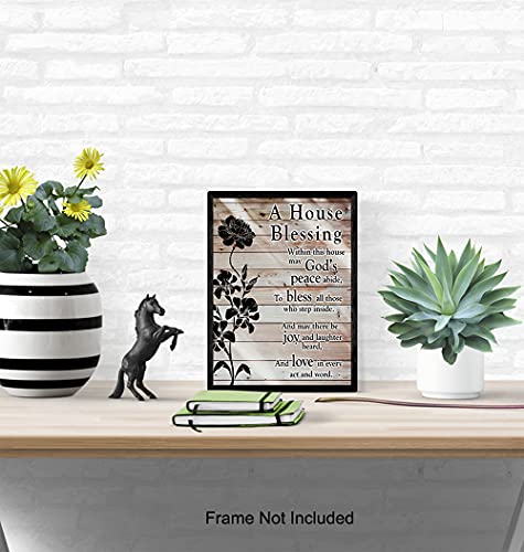 House Blessing - Christian Wall Art - Religious Housewarming Gifts for Women, Pastor, Minister - Blessed Wall Art - Inspirational Decor - Bible Verse Decor - Plaque Sign Unframed Picture