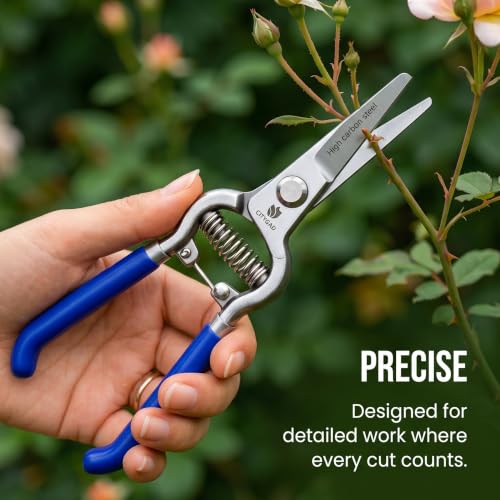 citygad two-pack 8-inch pruning shears with high-carbon steel blades and ergonomic blue handles