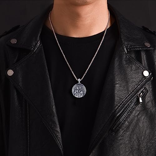 Midir&Etain 925 Sterling Silver Saint Patron Medal Necklace Religious Protection Jewellery Gifts for Women Men 22" Chain A06-St Christopher