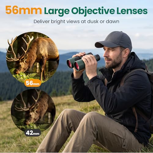 Aurosports 15x56 Binoculars for Adults High Powered for Bird Watching Green 1556-01