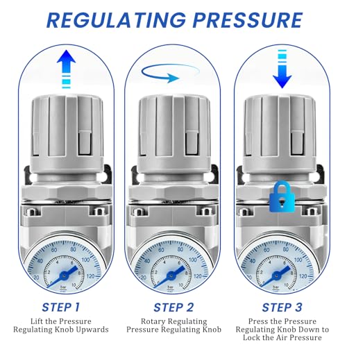 DIFFGYSAN AR3000-03 air regulator with gauge and bracket, 3/8-inch NPT, adjustable 0-145 PSI