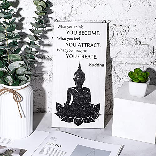 Blulu 2 Pcs Buddha Wall Art Spiritual Quote Wooden Signs, Compassion