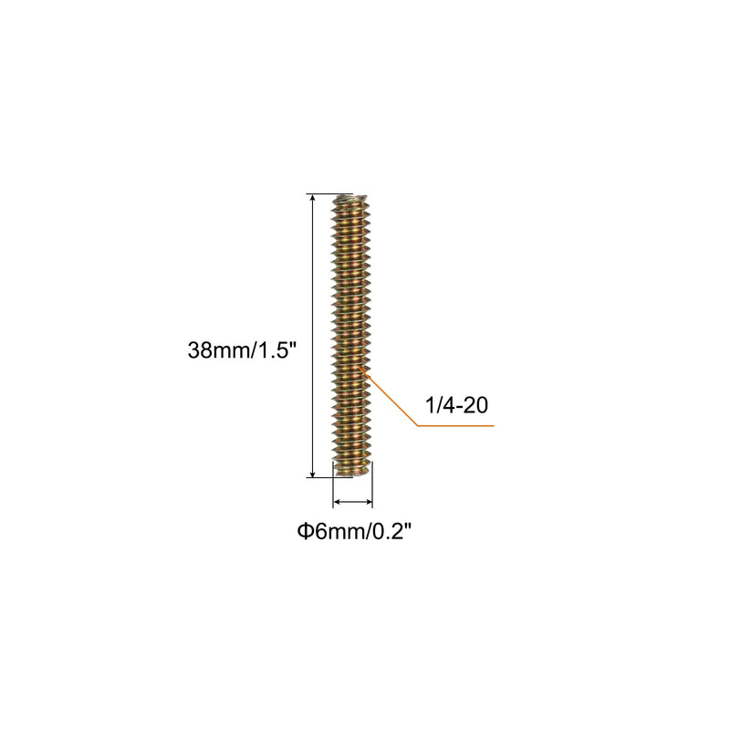 [Australia - AusPower] - uxcell 12pcs Fully Threaded Rods 1/4x1-1/2" All Thread Studs Long Threaded Screw Carbon Steel for Furniture Garden Railing Mounting Assembly Fastening Frame Connection Colorful Zinc 1/4x1-1/2" 