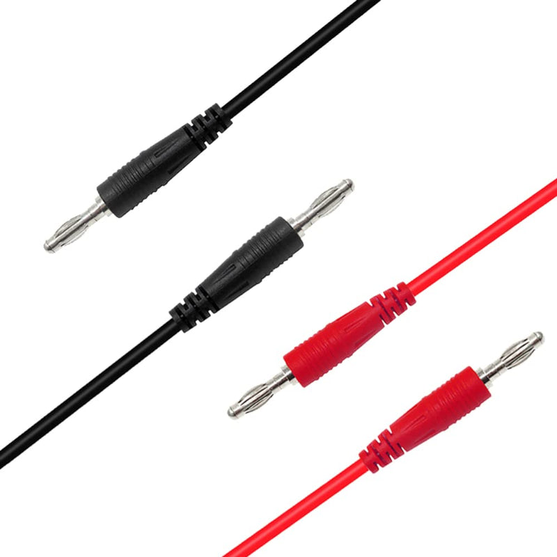 DollaTek P1041 4 mm Banana Plug to Banana Plug Multimeter Test Cable Electronic Test Leads Extension - Red + Black Pack of 2