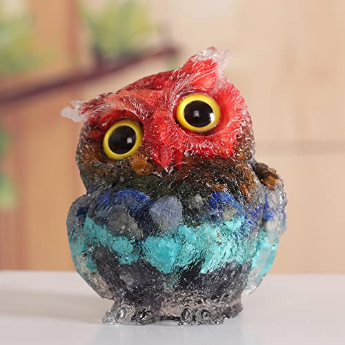2.4" Natural Crystal Owl Statue Reiki Healing Animal Figurines 7 Chakra