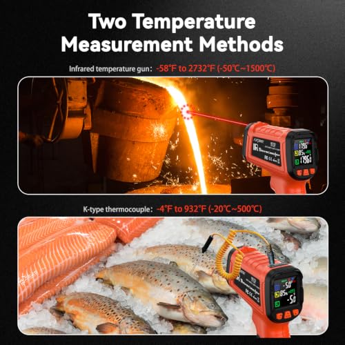 SURPEER infrared thermometer temperature gun, 50:1 pyrometer with -58°F to 2732°F range