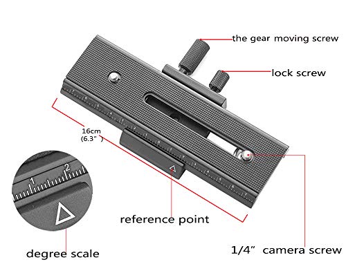 EXMAX® 16cm 2 Way Macro Shot Focusing Focus Rail Slider/Close-up Shooting 1/4 Quick Screw Release Mount Camera Flash Support Plate