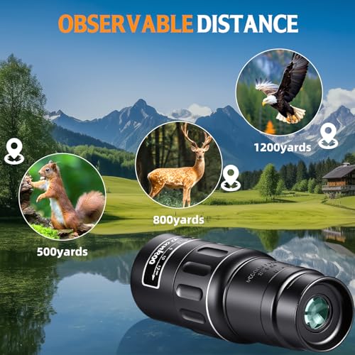 Pankoo 16X52 High Powered Monocular Telescope for Adults - Power Prism, Compact HD Scope, Perfect for Gifts, Hiking, Concert, Travelling & Bird Watching