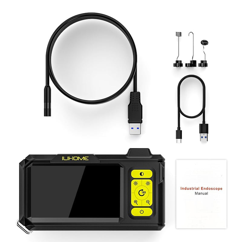 [Australia - AusPower] - Borescope Camera with Light, 1080P HD Endoscope with 8 Adjustable LEDs, 4.3" Inspection Camera with 16.4ft Semi-Rigid Cable, 8mm IP67 Waterproof Lens-Father's Day Gift&Cool Gadgets for Men Single Lens 