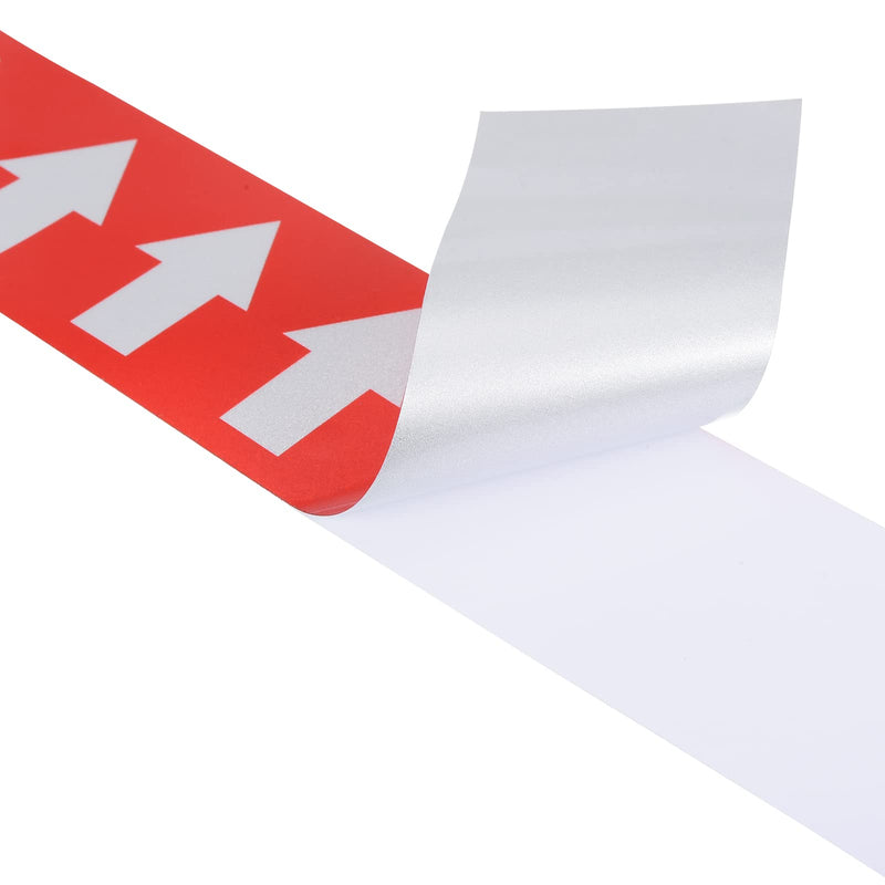 PATIKIL Flow Arrow Tape, Polyethylene Pipe Marking Sticker with Reflective Strips, Waterproof & Heat Resistant, for Pipe Flow Directional Identification, 2 inch x 33 ft, Red/White Red,White